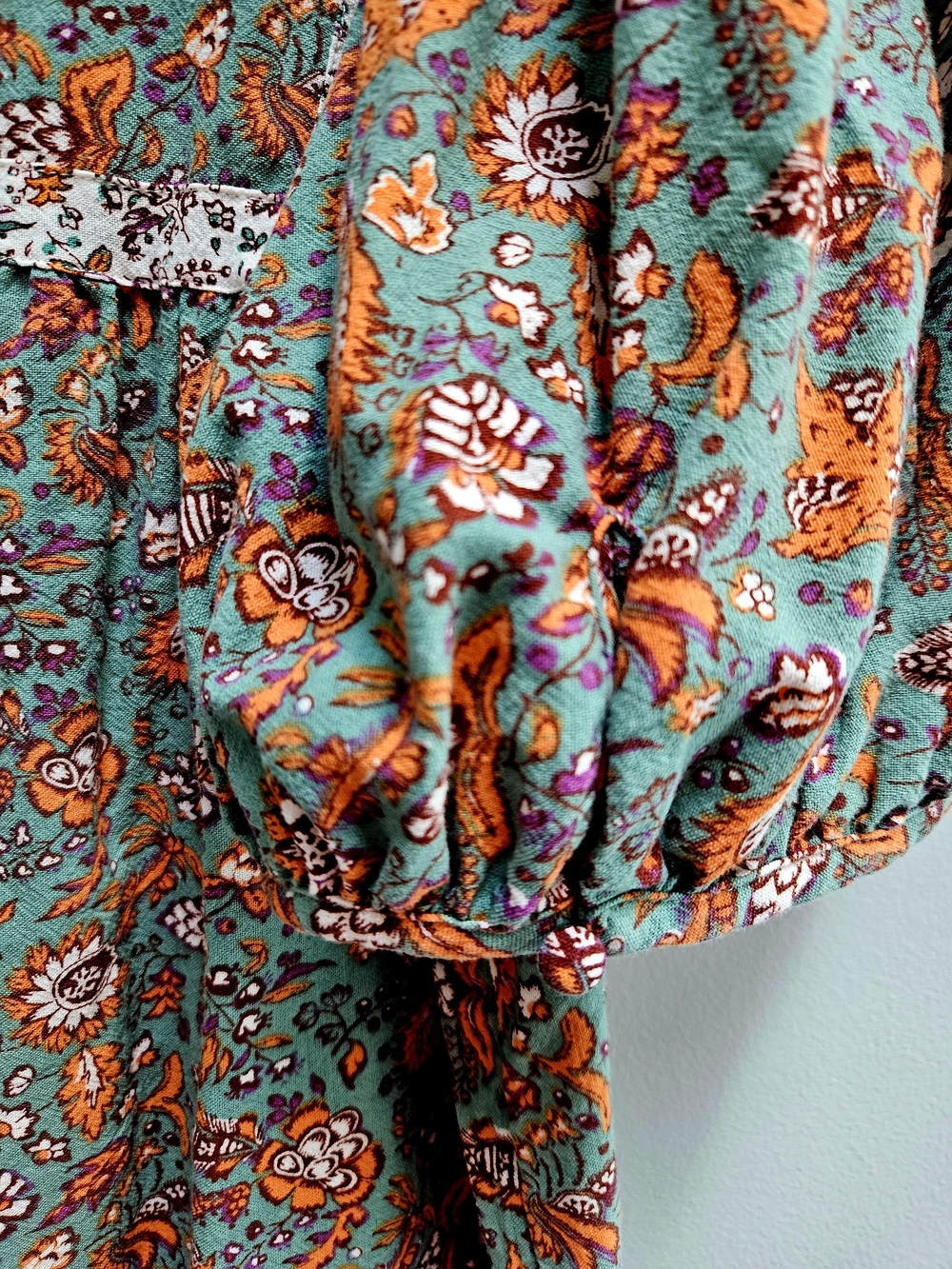 Universal Thread Puff Sleeve Floral Pattern Boho Top - Picture 4 of 10